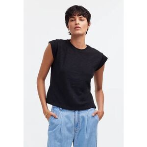 Madewell Slub Crewneck Muscle Tee Women's XXS Black Cotton Boxy NWT